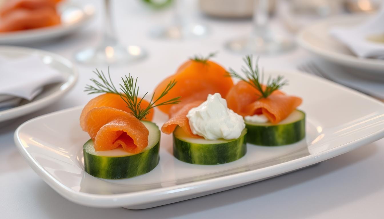 Smoked Salmon Roll on Cucumber Recipe