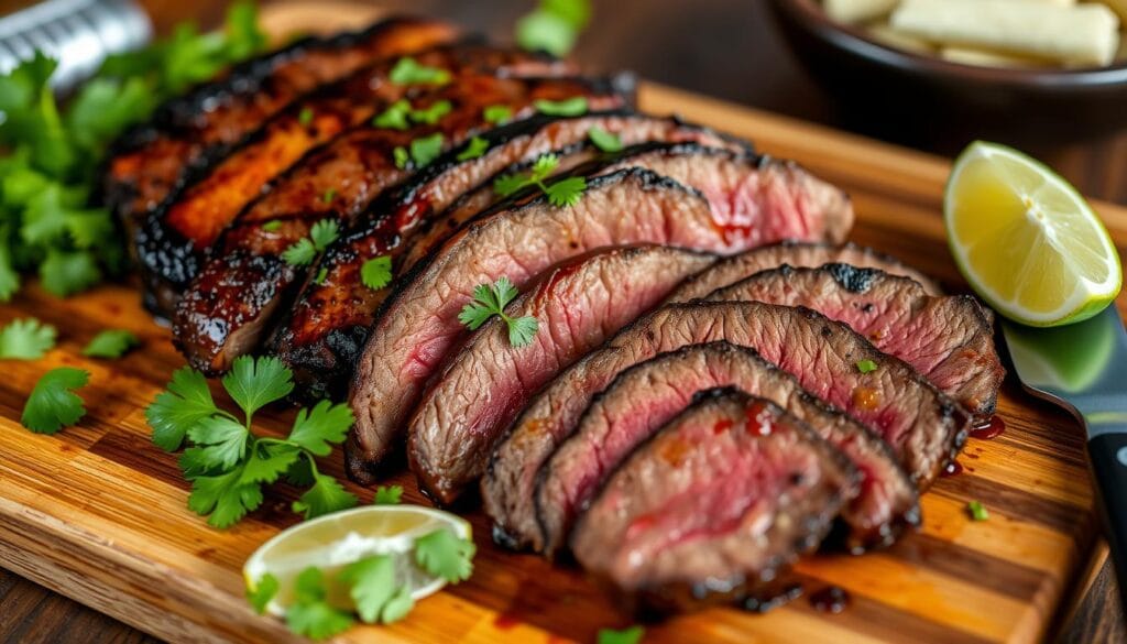 slicing chipotle steak