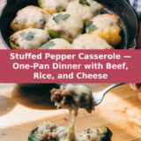 Stuffed Pepper Casserole — One-Pan Dinner with Beef, Rice, and Cheese Pinterest recipe pin