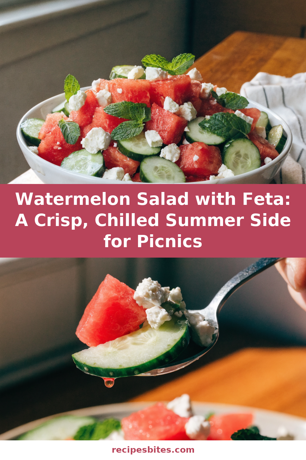 Watermelon Salad with Feta: A Crisp, Chilled Summer Side for Picnics Pinterest recipe pin